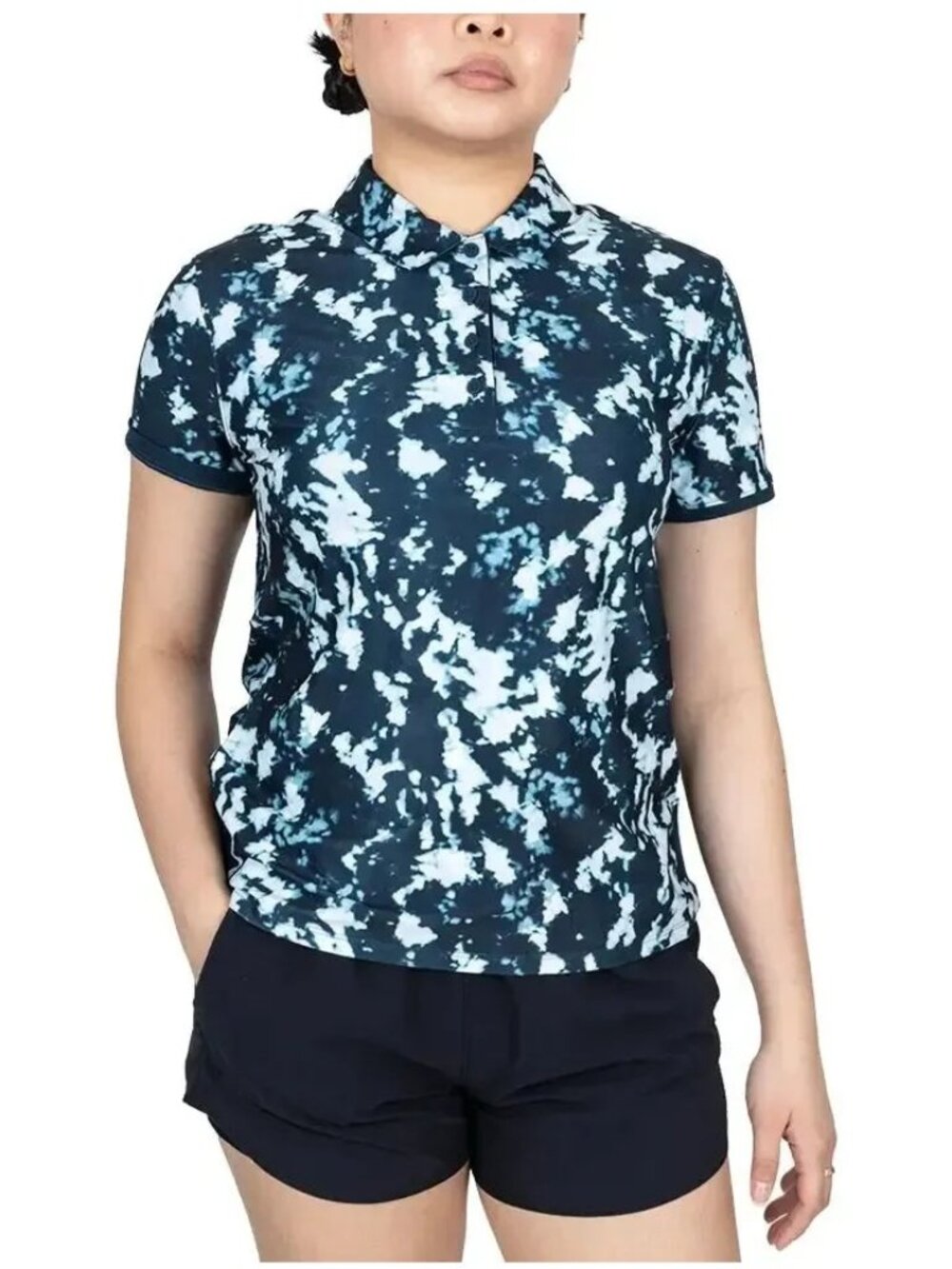Nike Women's Dri-FIT Victory Short Sleeve Print Tennis Polo Armory Navy/white XS